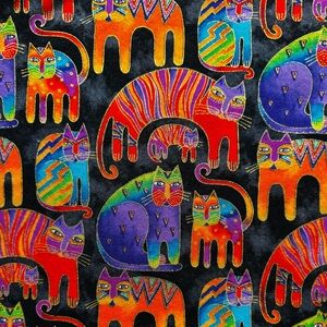 Laurel Burch “Fantastic Felines”, 3 yards, colorful Cats